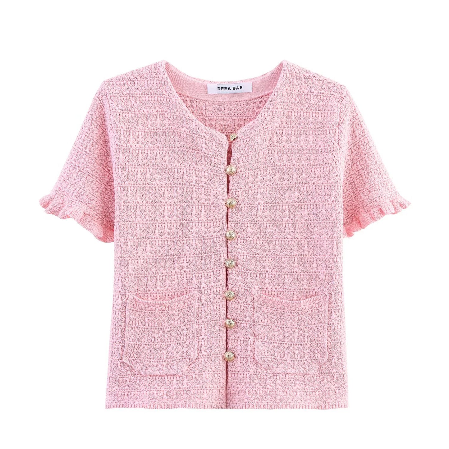 Short and Sleeve Knitted Cardigan Half Skirt Set