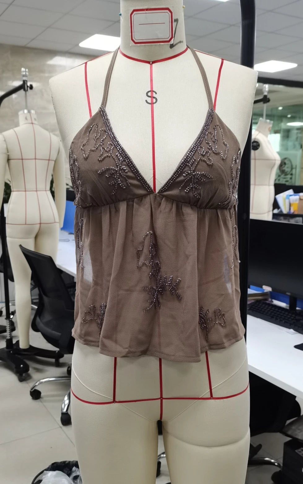 Shiny Embroidery Top