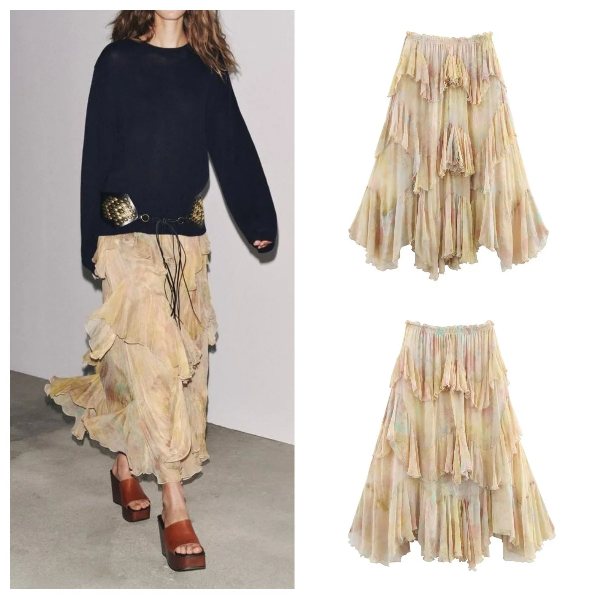 ayered high waist skirt