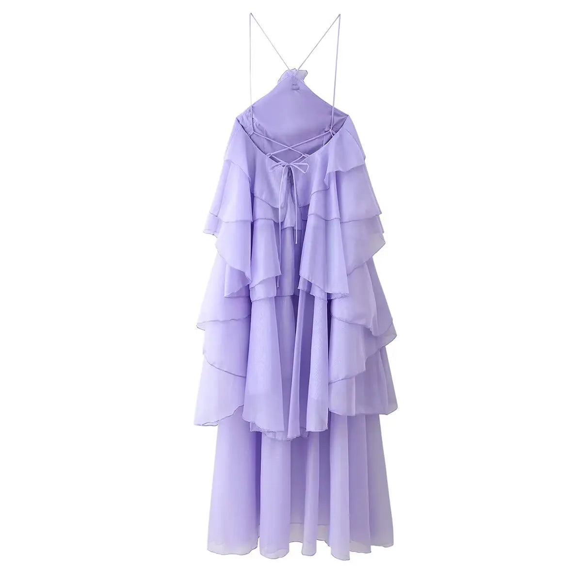 flower layered ruffled suspender dress