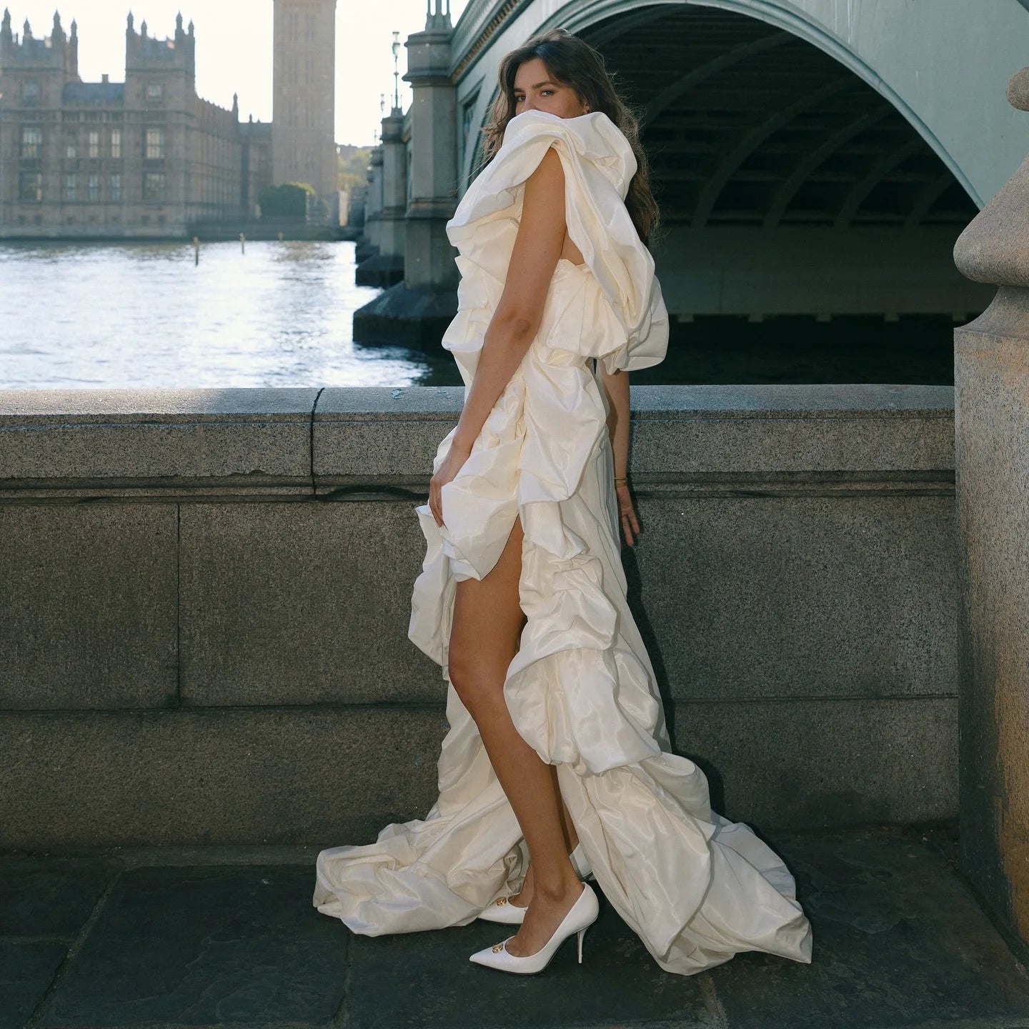 White Asymmetrical Prom Dress