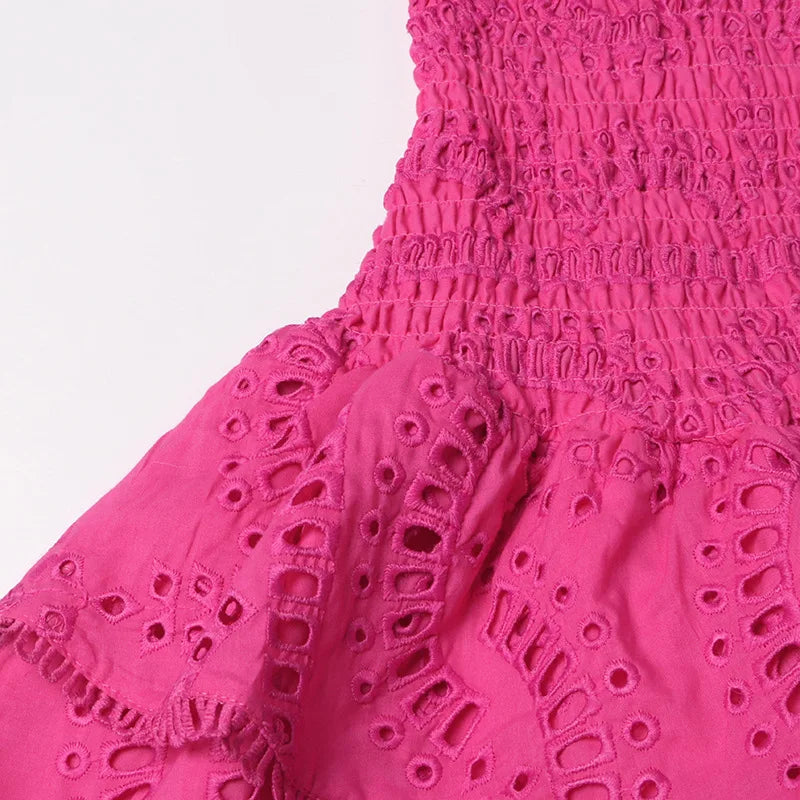 Embroidered Lotus Leaf Edge Dress