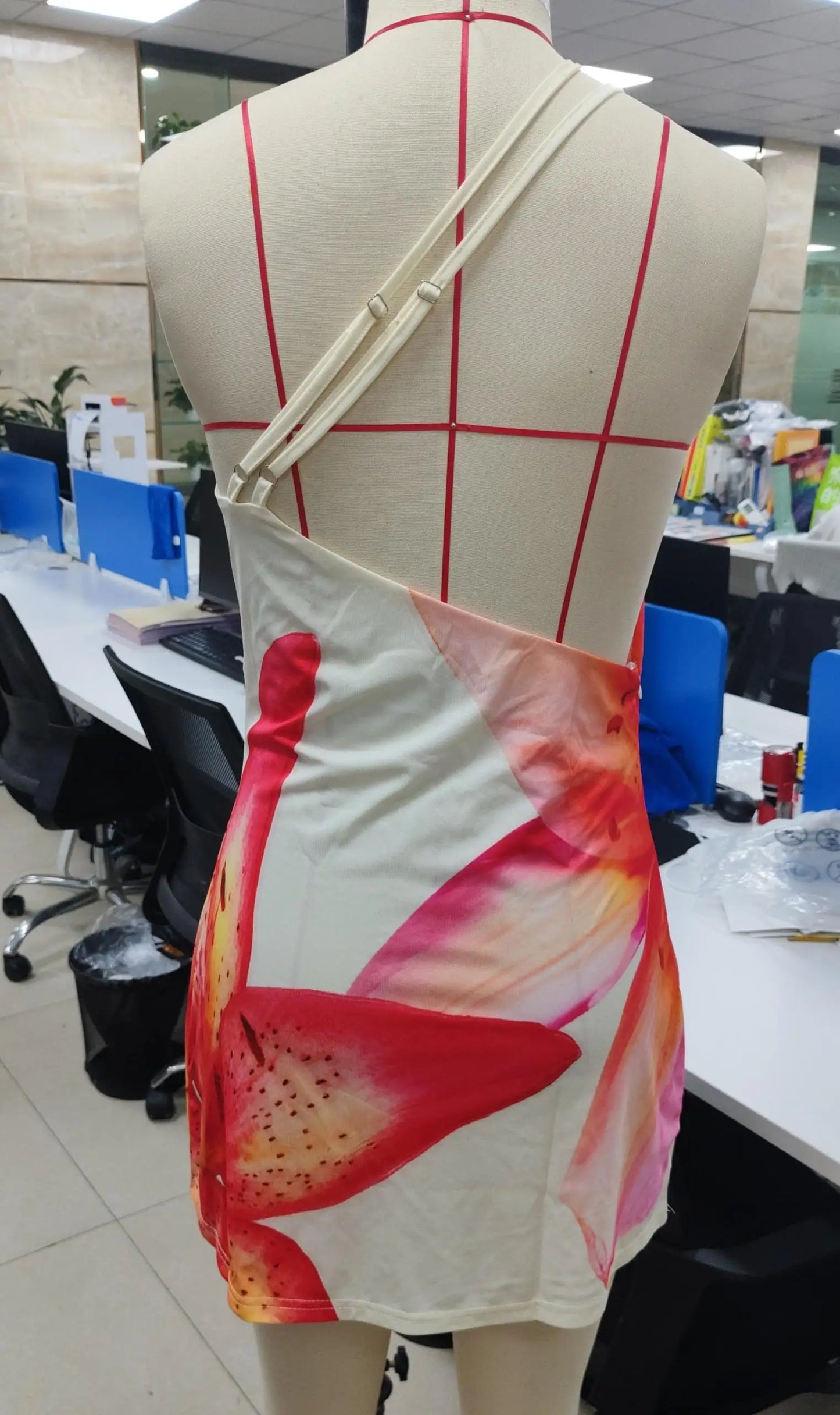Flower Decor Mini Dress