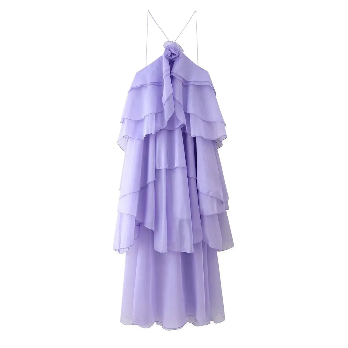 flower layered ruffled suspender dress