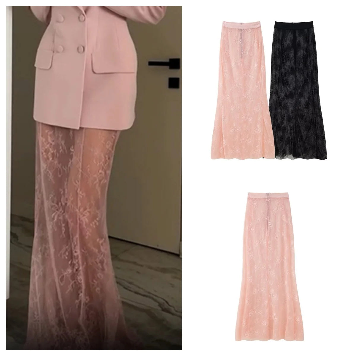 lace skirt long fishtail skirt