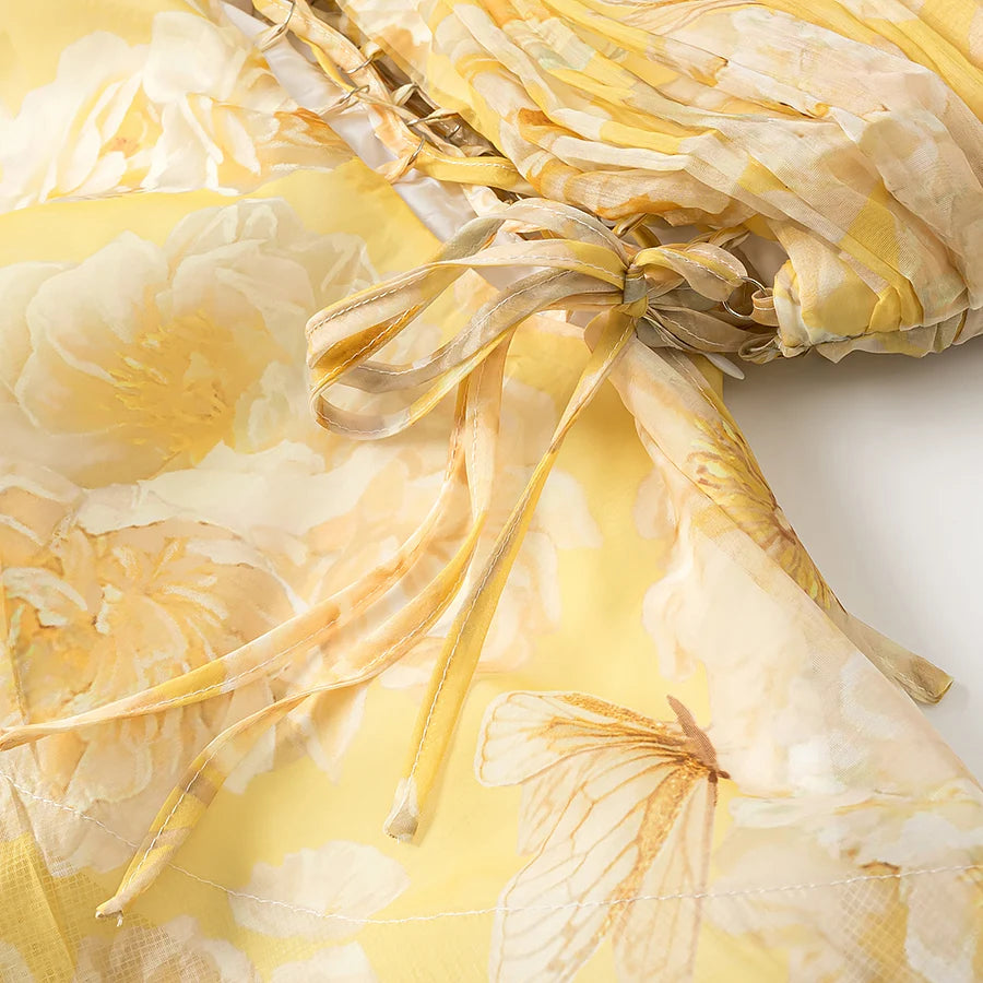 one-shoulder flower dress