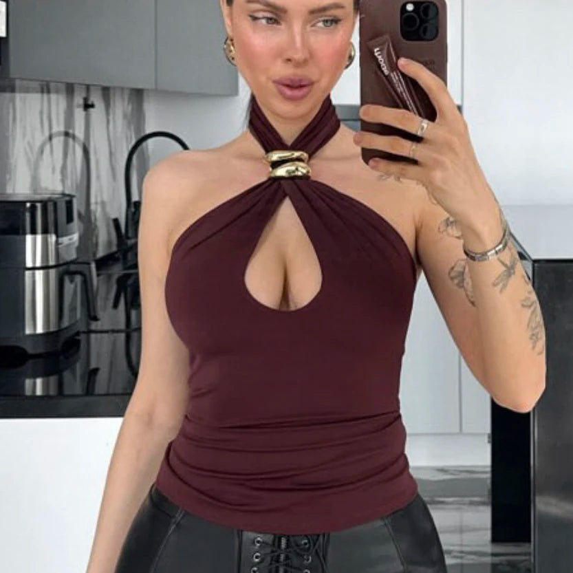 Halter Neck Crop Tank Top
