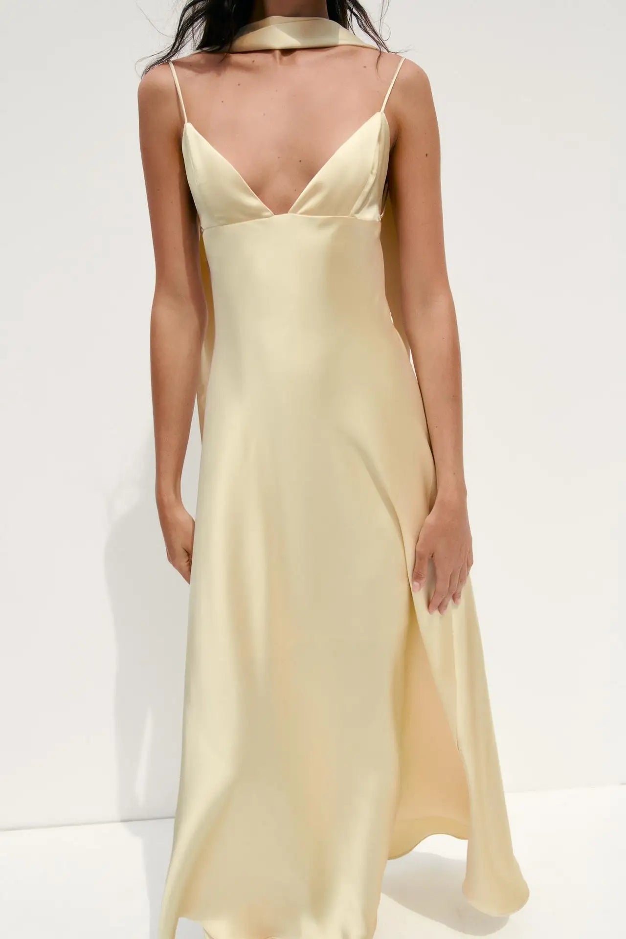 satin scarf dress