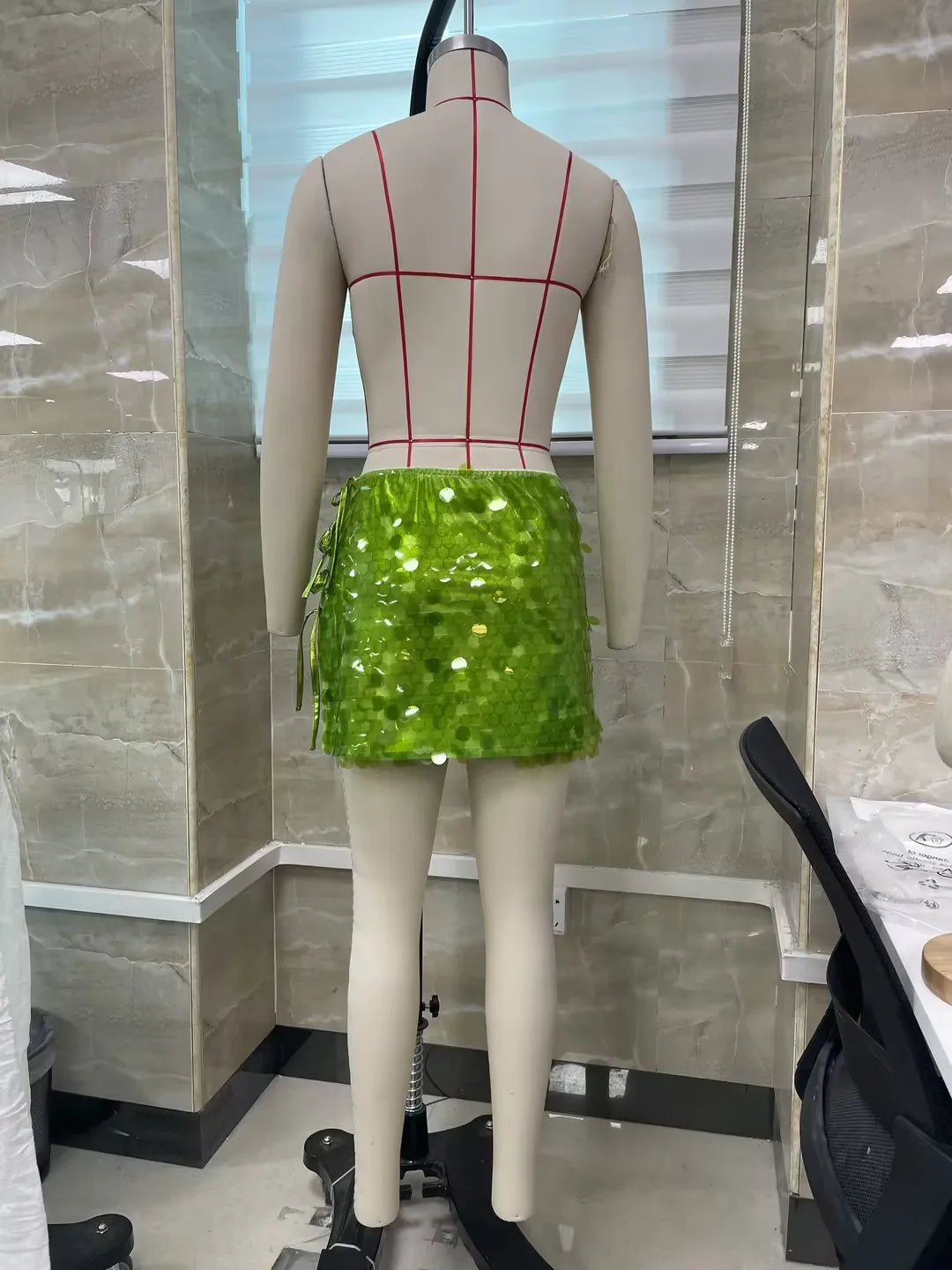 Sequined Low Waist Mini Skirts
