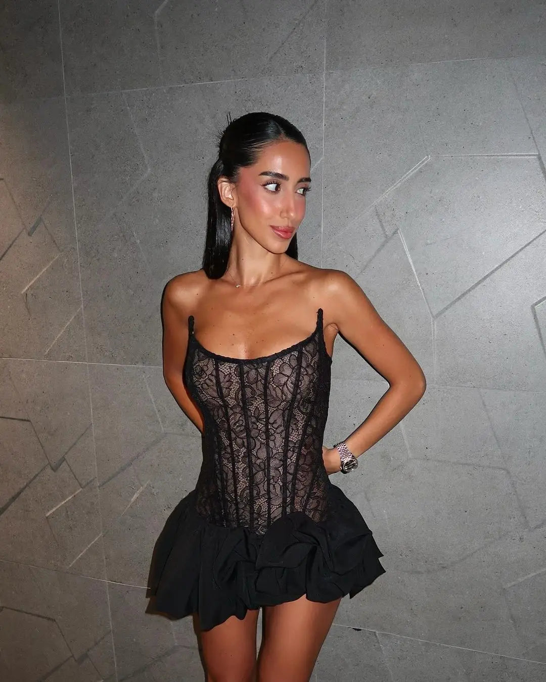 Black Lace Mini Dress