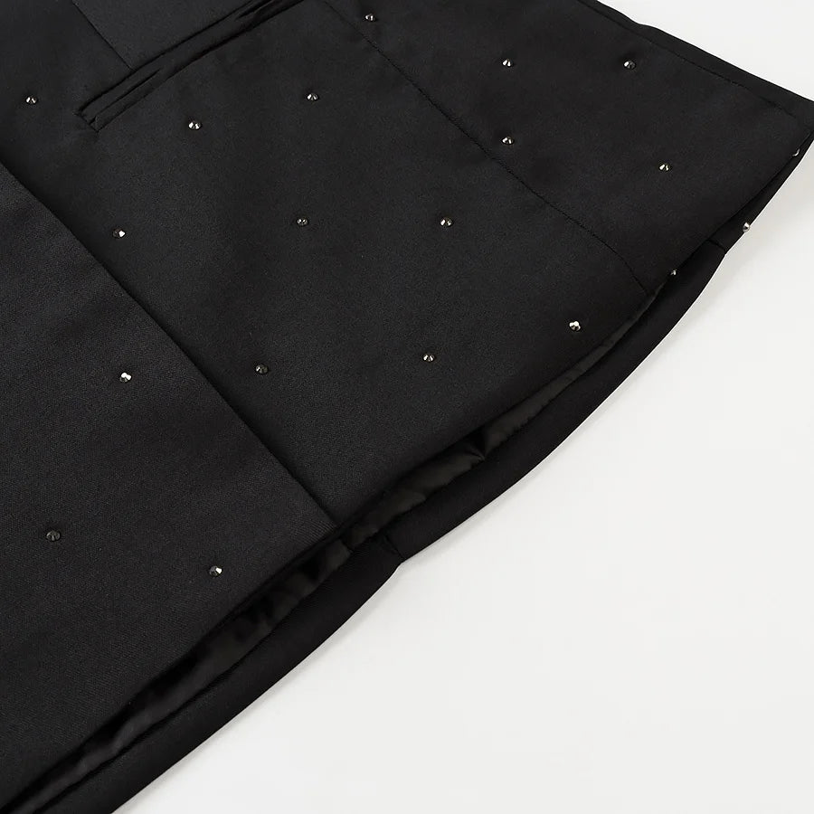 diamond-studded high-end V-neck slim jacket