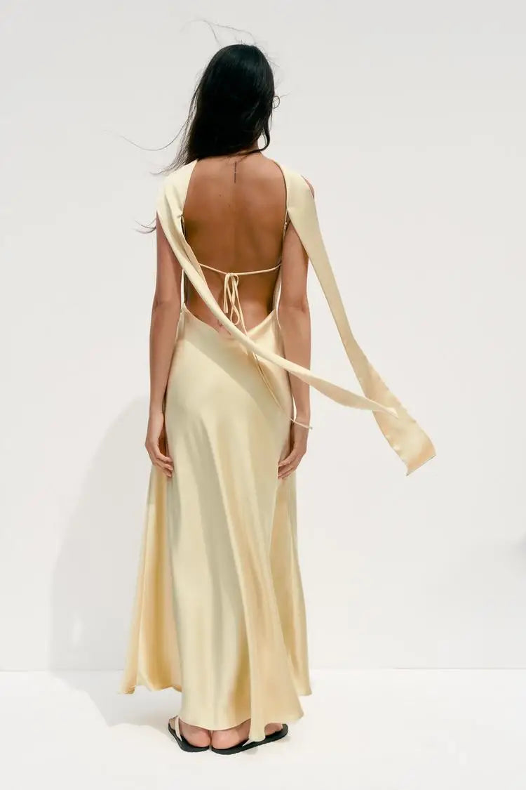 satin scarf dress