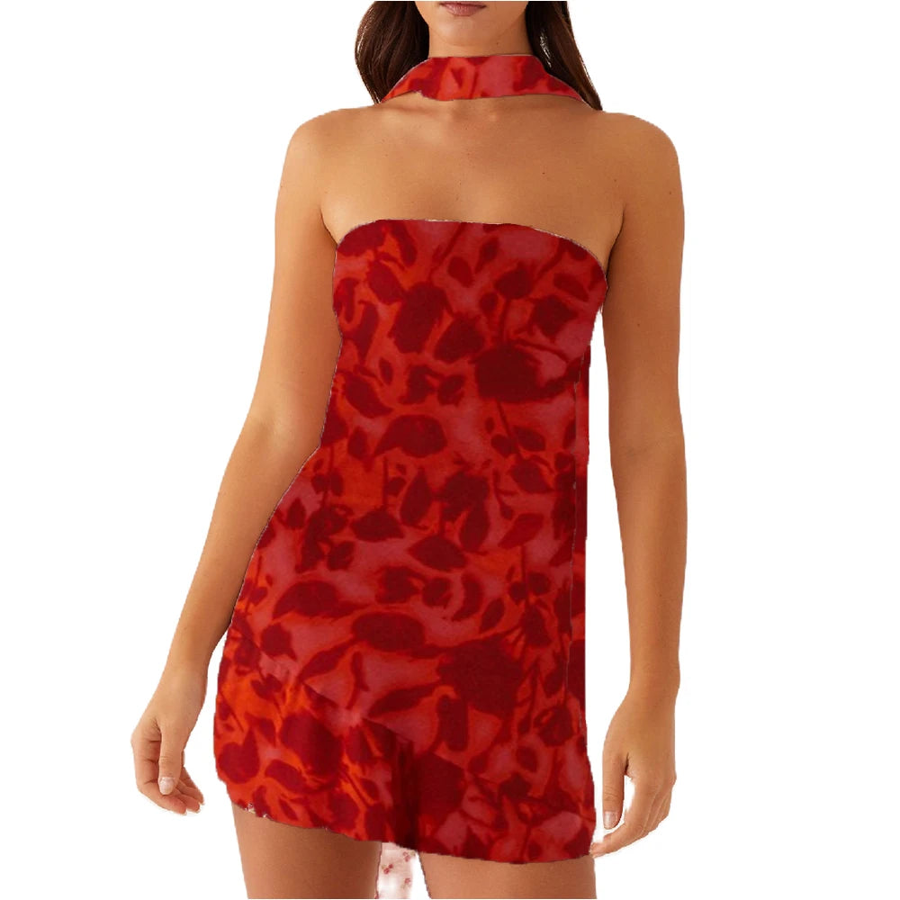 Strapless Flower Mini Dress