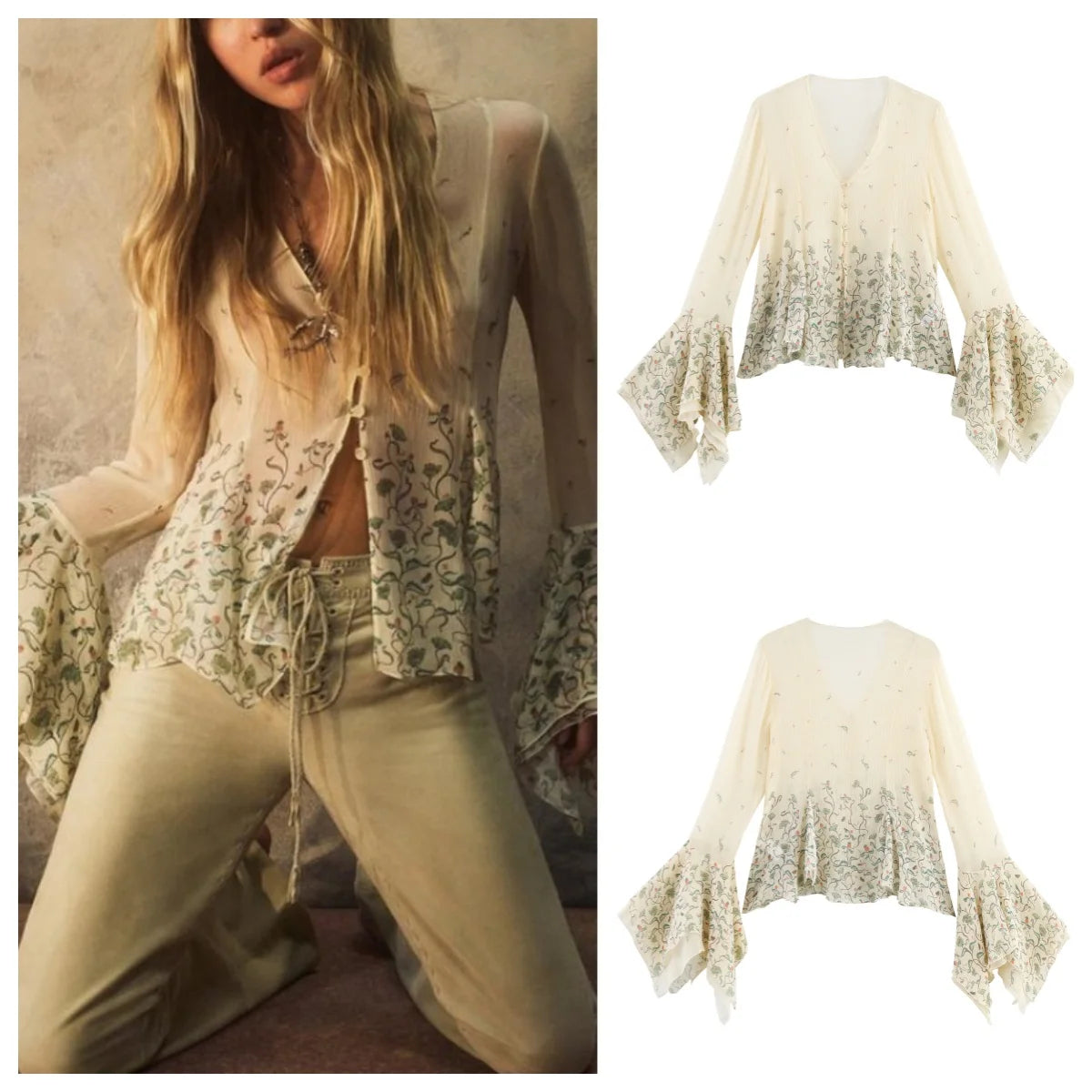 long sleeve V-neck shirt
