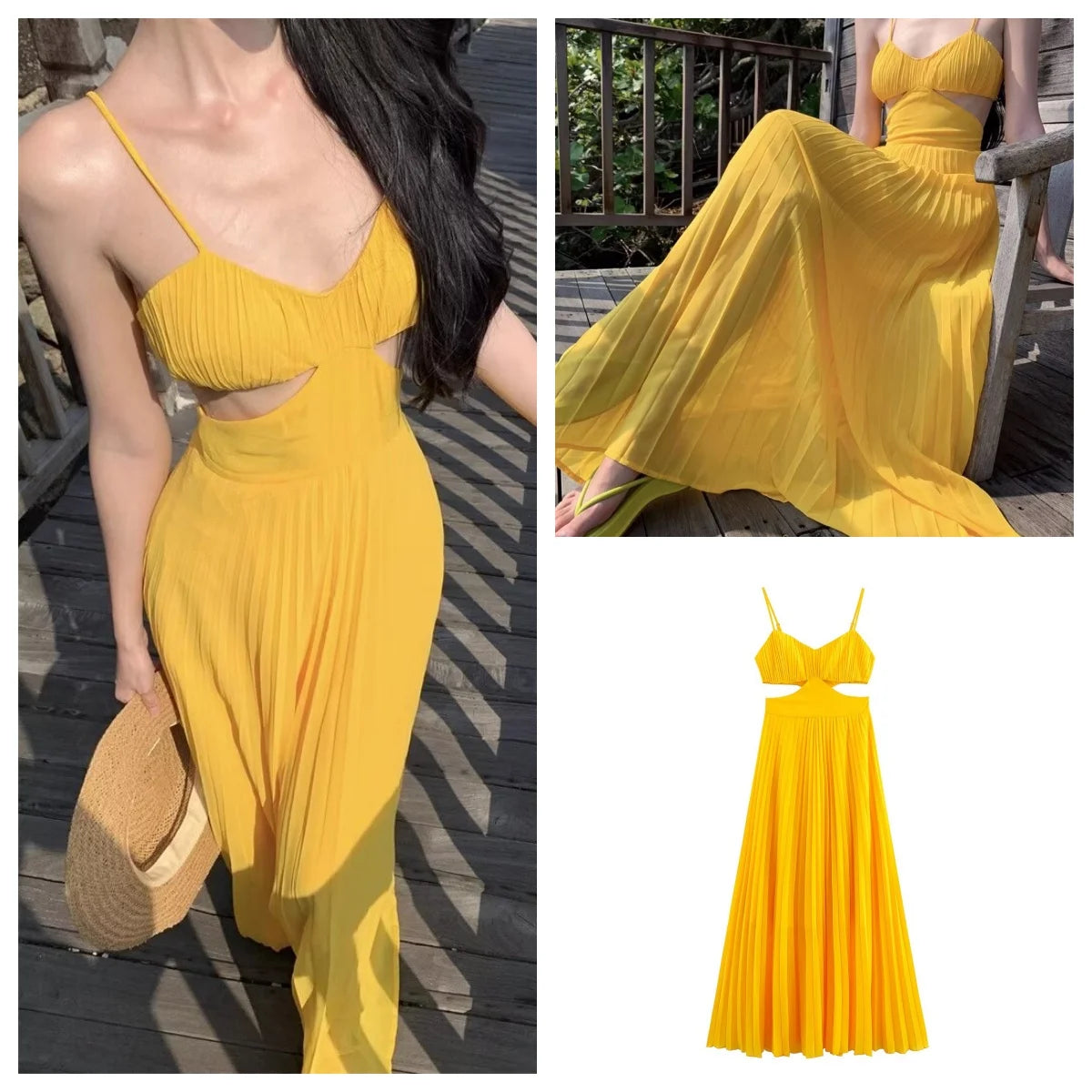 pleated suspender dress