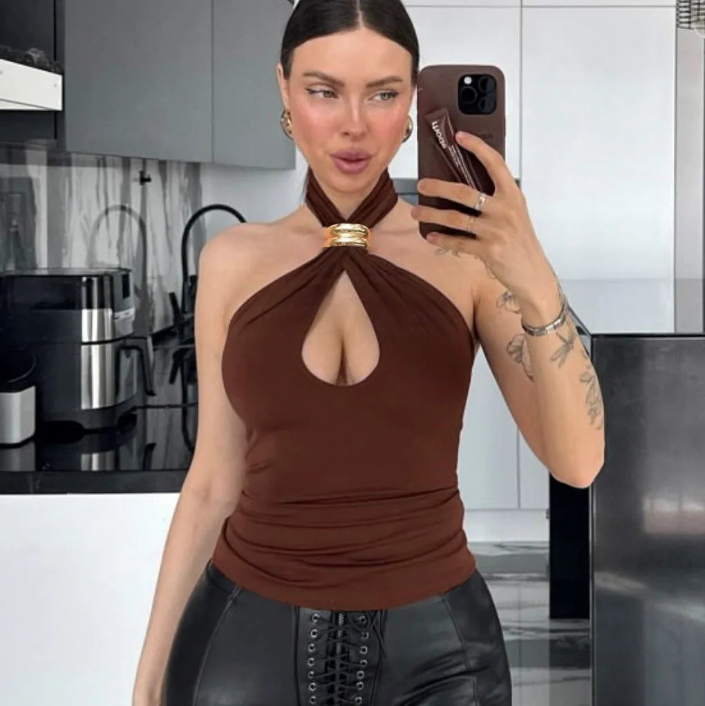 Halter Neck Crop Tank Top
