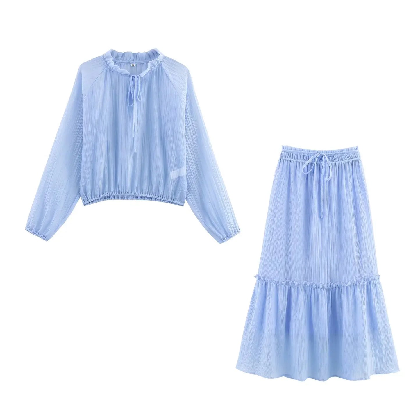 Loose Blouse and Skirt Two Piece Set
