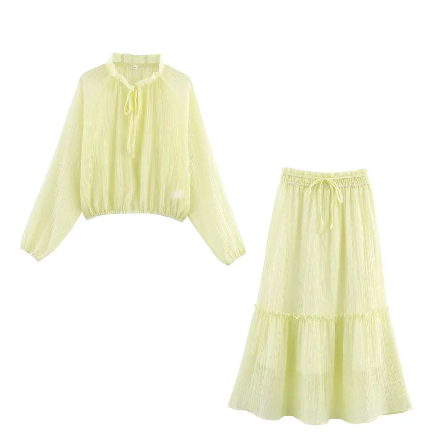 Loose Blouse and Skirt Two Piece Set