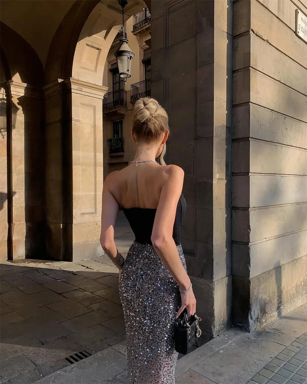 Luxury Strapless  Sequins Dress