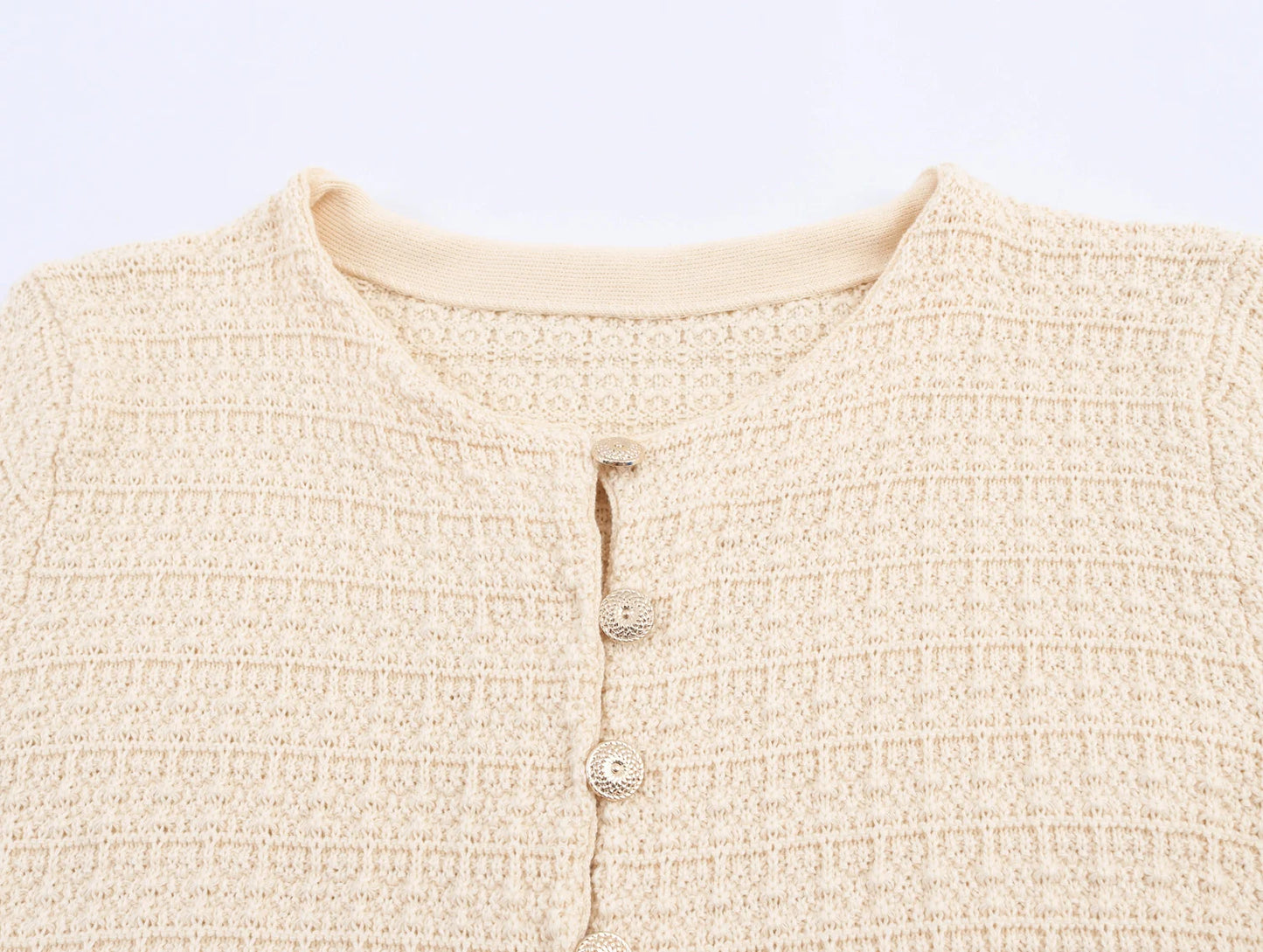 Short and Sleeve Knitted Cardigan Half Skirt Set