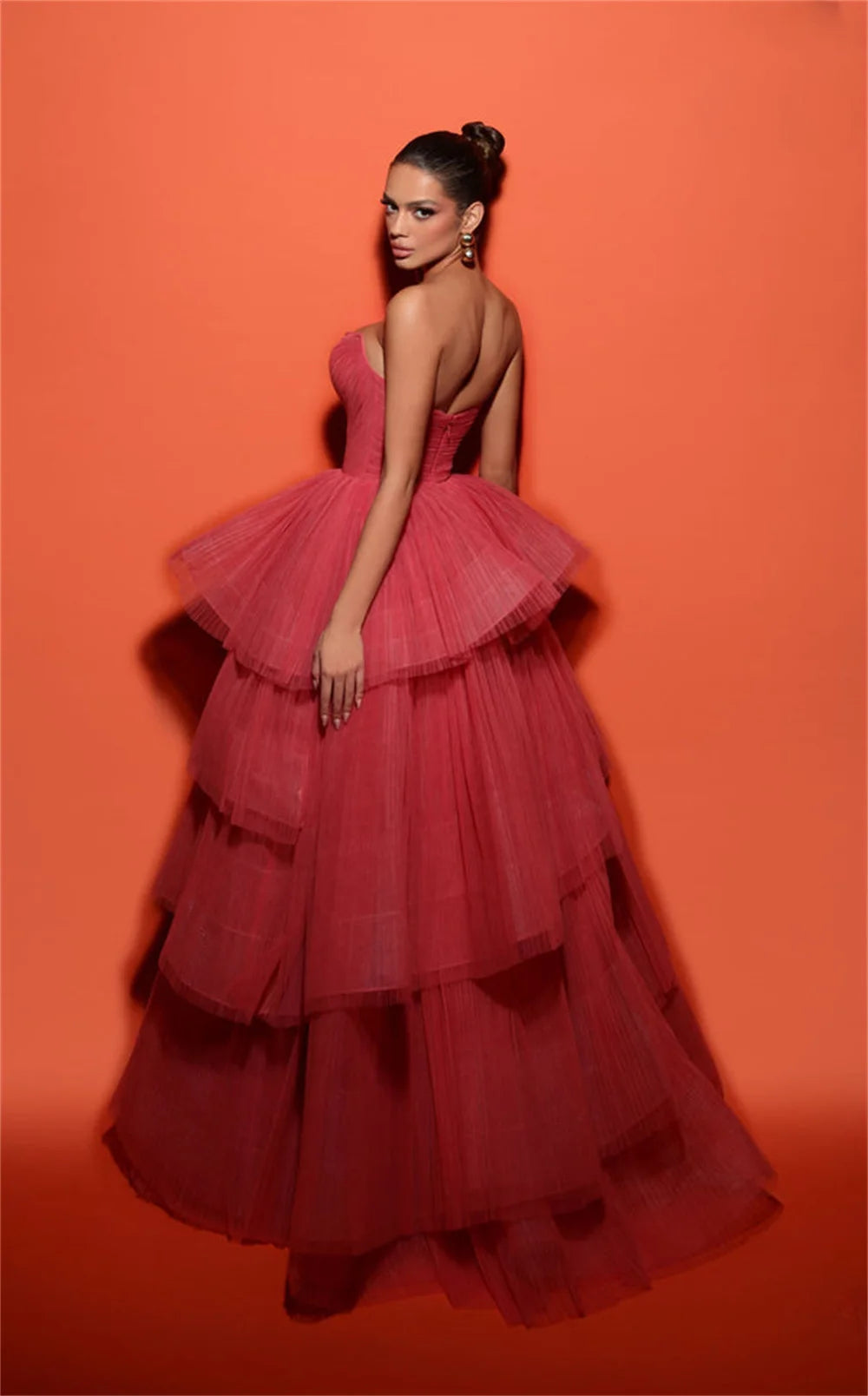 Strapless Tiered Ruffle Dress