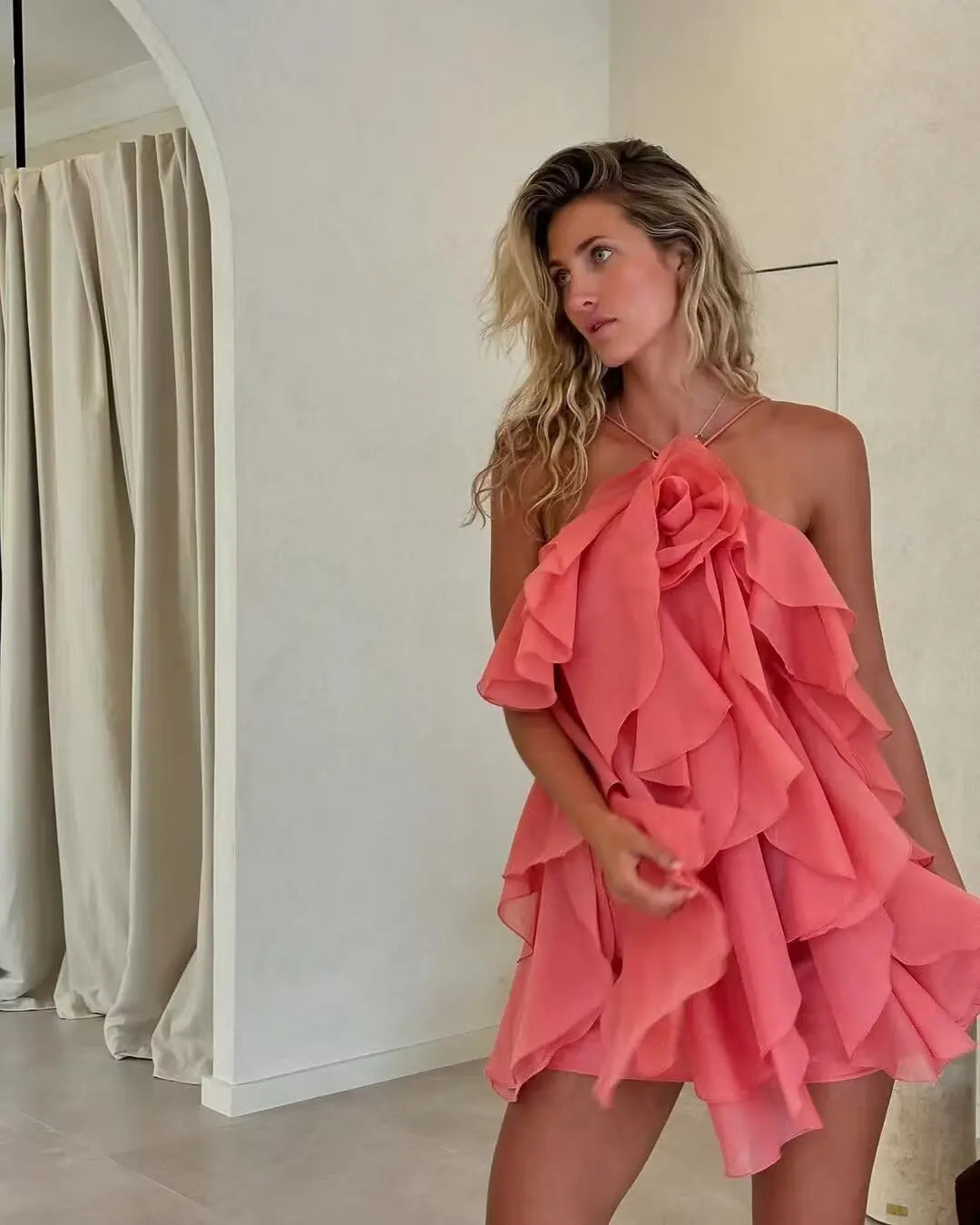 ruffled short dress