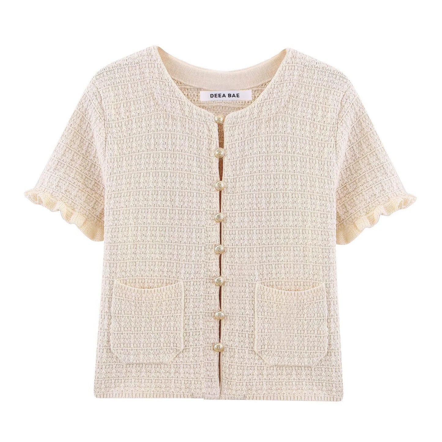 Short and Sleeve Knitted Cardigan Half Skirt Set