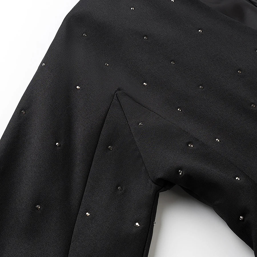 diamond-studded high-end V-neck slim jacket