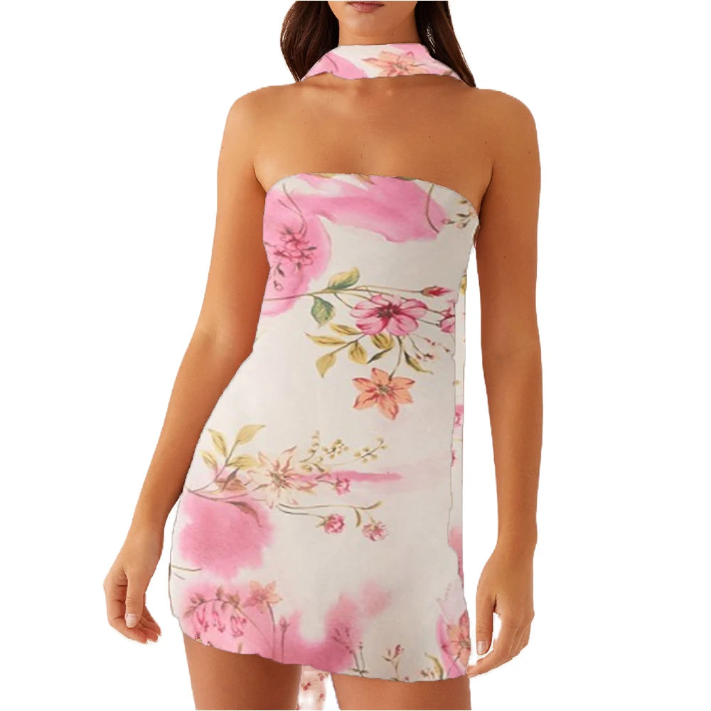 Strapless Flower Mini Dress