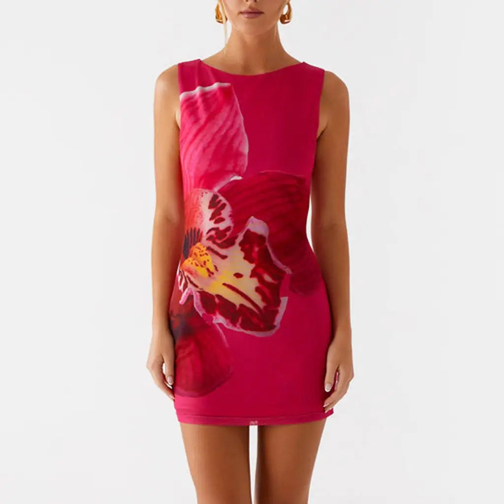 Flower Print Slim Mini Sundress