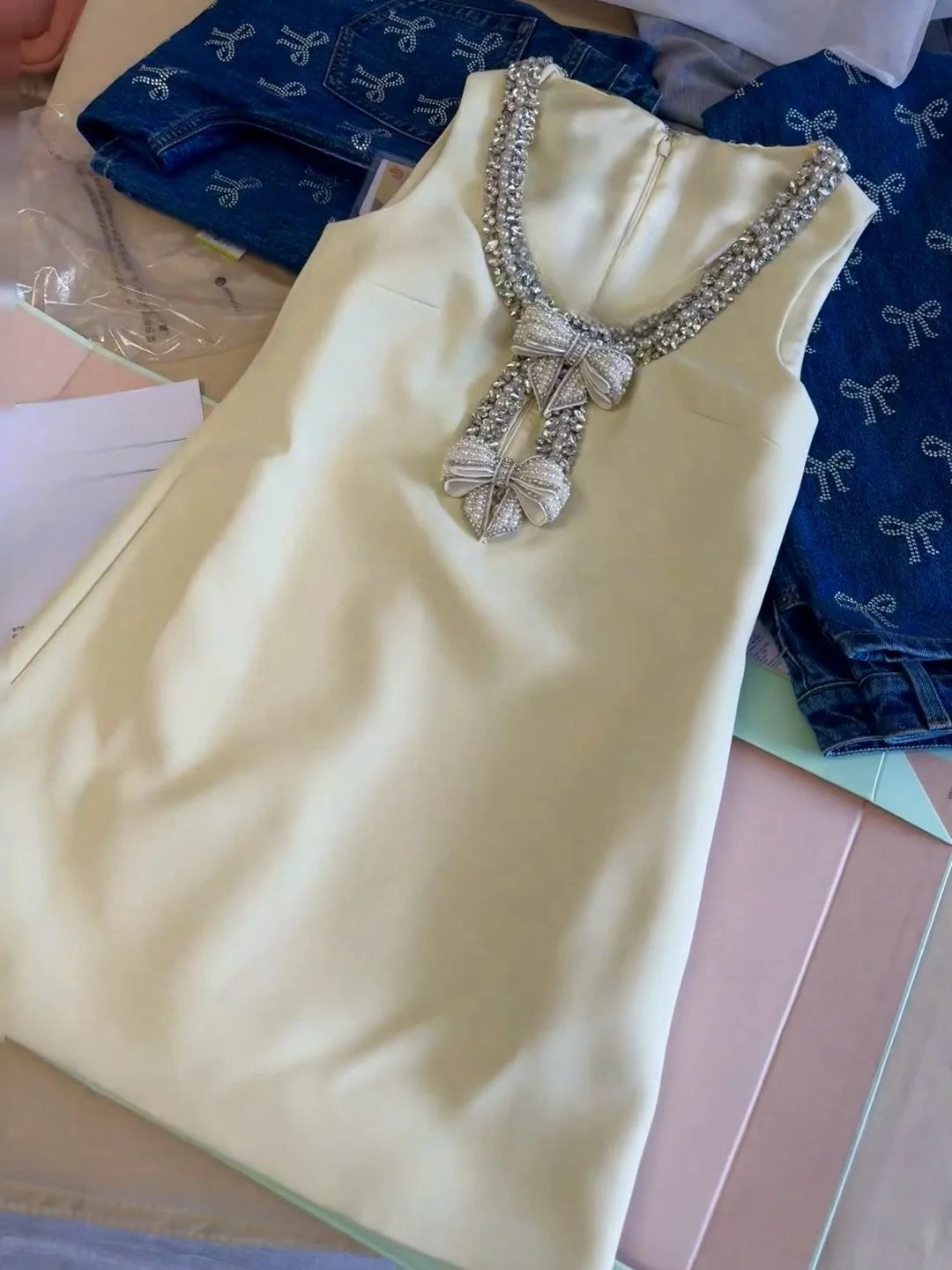 Bow Diamond Hollow Out Dress