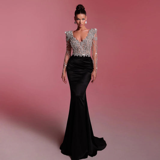 Crystals Beaded Mermaid Evening Dress