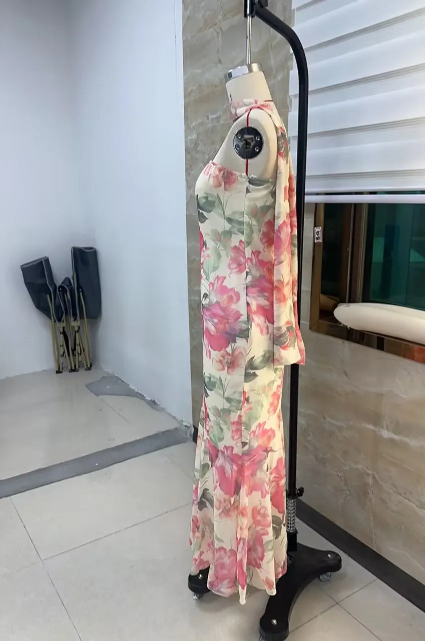 Mermaid Tube Long Dress with Scarf