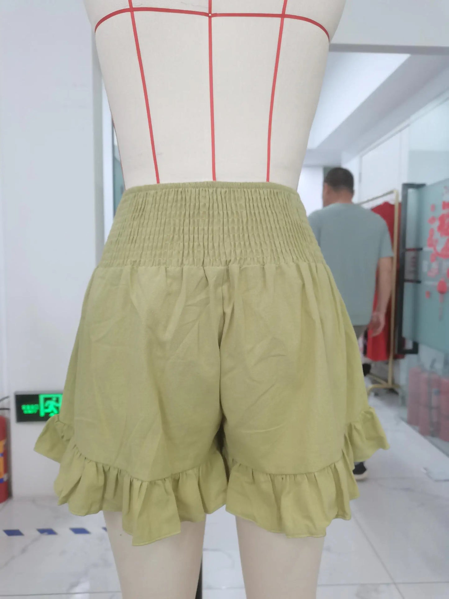 High Waist Flower Embroidery Shorts