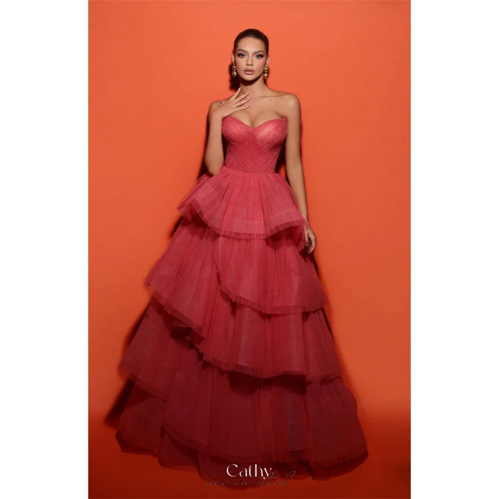 Strapless Tiered Ruffle Dress