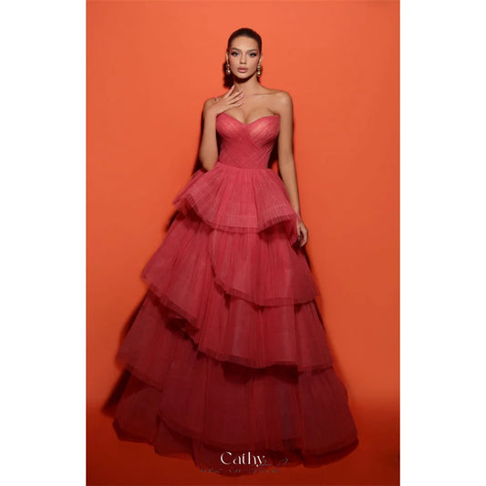 Strapless Tiered Ruffle Dress
