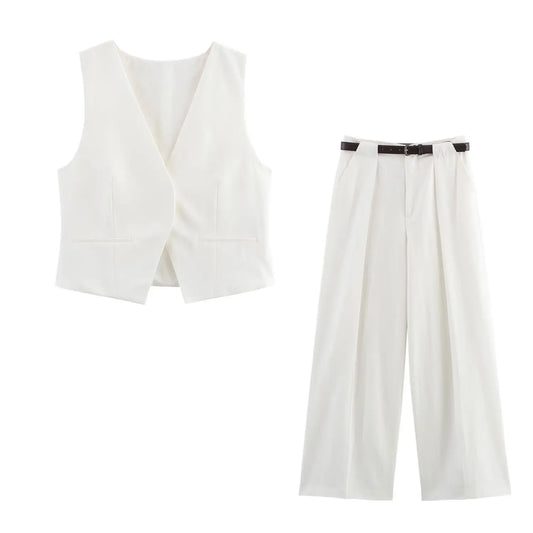 Waisted Belted Wide two piece Set for Summer