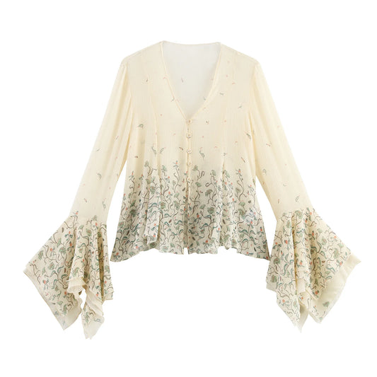 long sleeve V-neck shirt