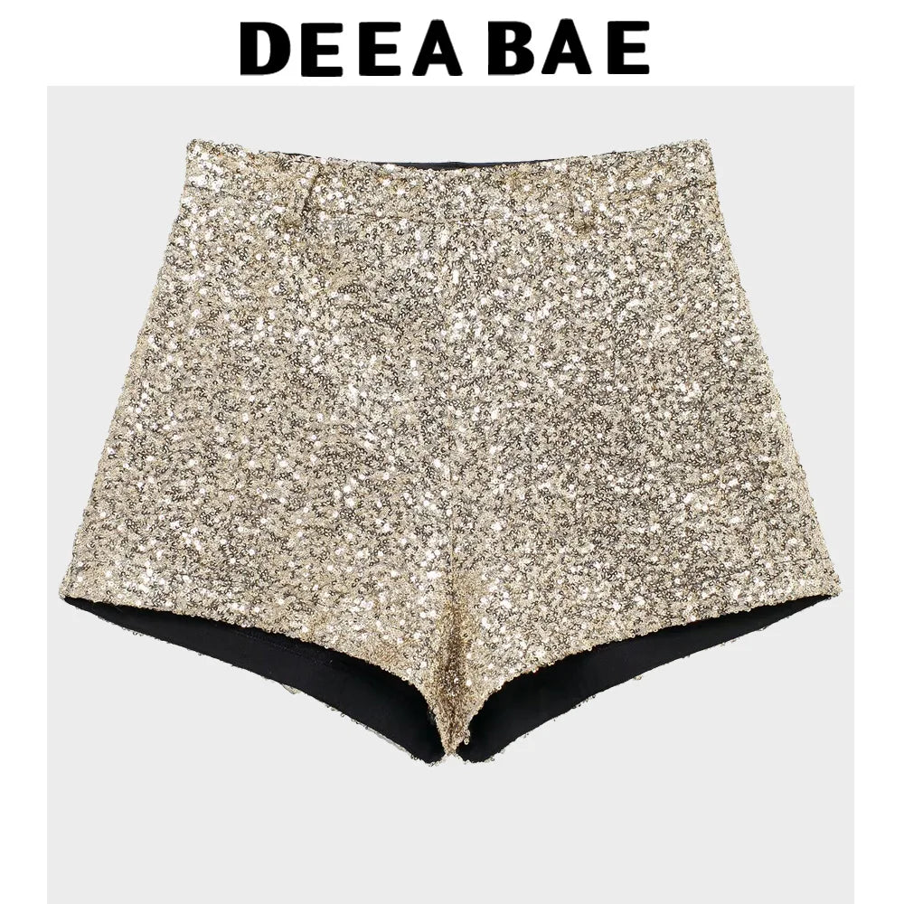 Sequins Mid-waist Shorts