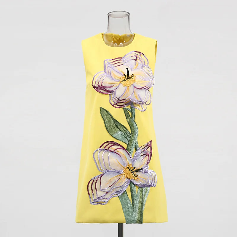 Flowers Splicing Dress