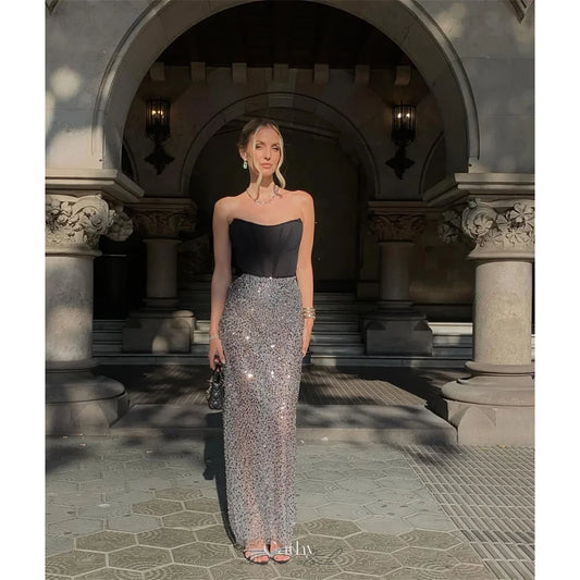 Luxury Strapless  Sequins Dress