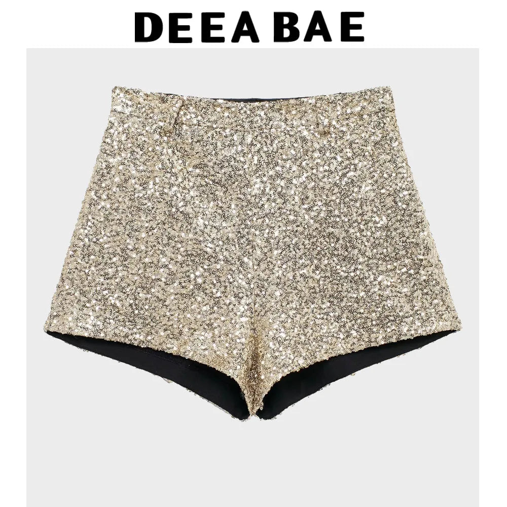 Sequins Mid-waist Shorts