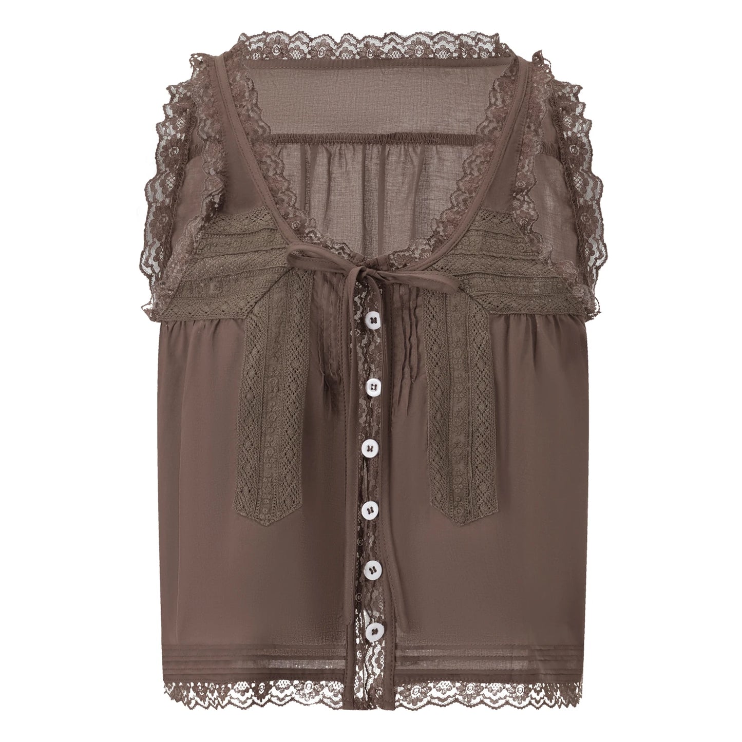 Button-up Lace Tank Tops