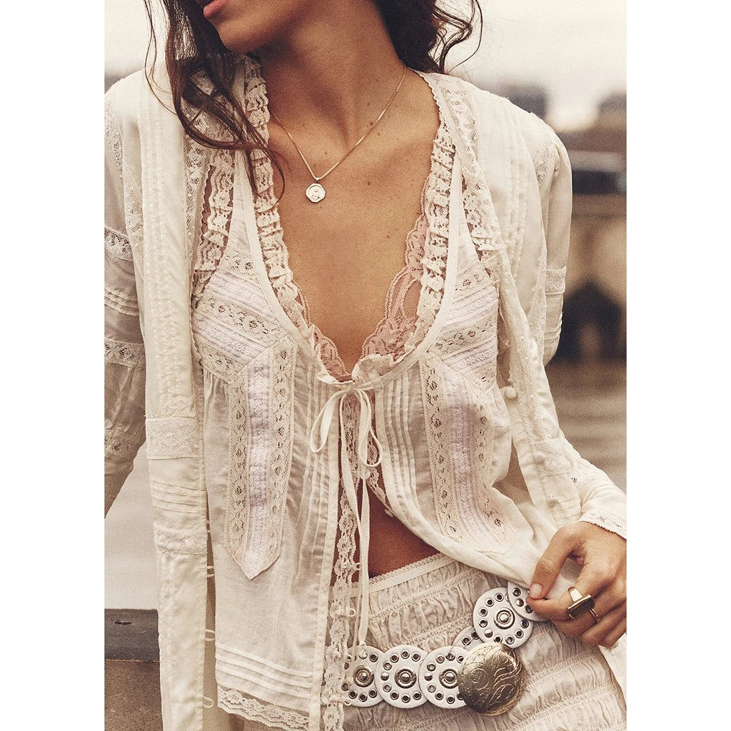 Button-up Lace Tank Tops