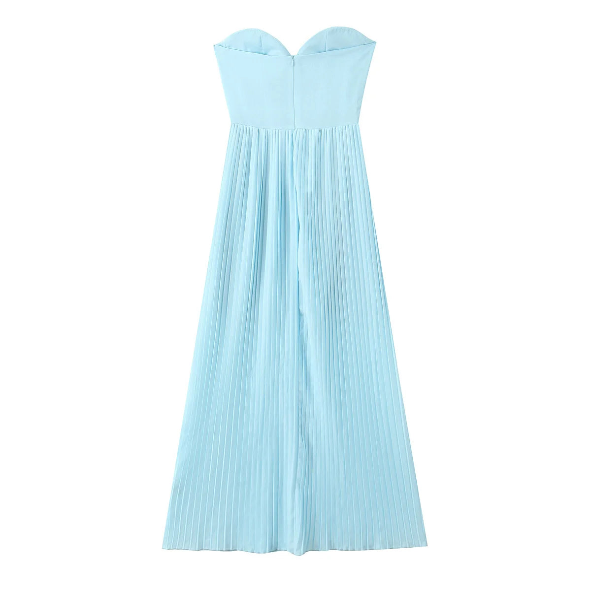 one-shoulder dress with pleated skirt