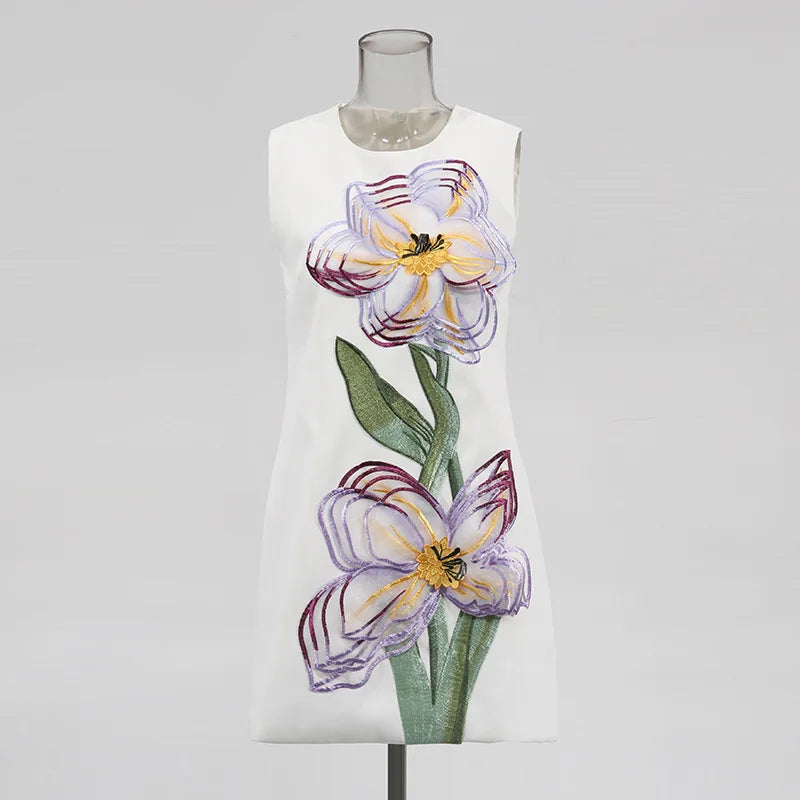 Flowers Splicing Dress