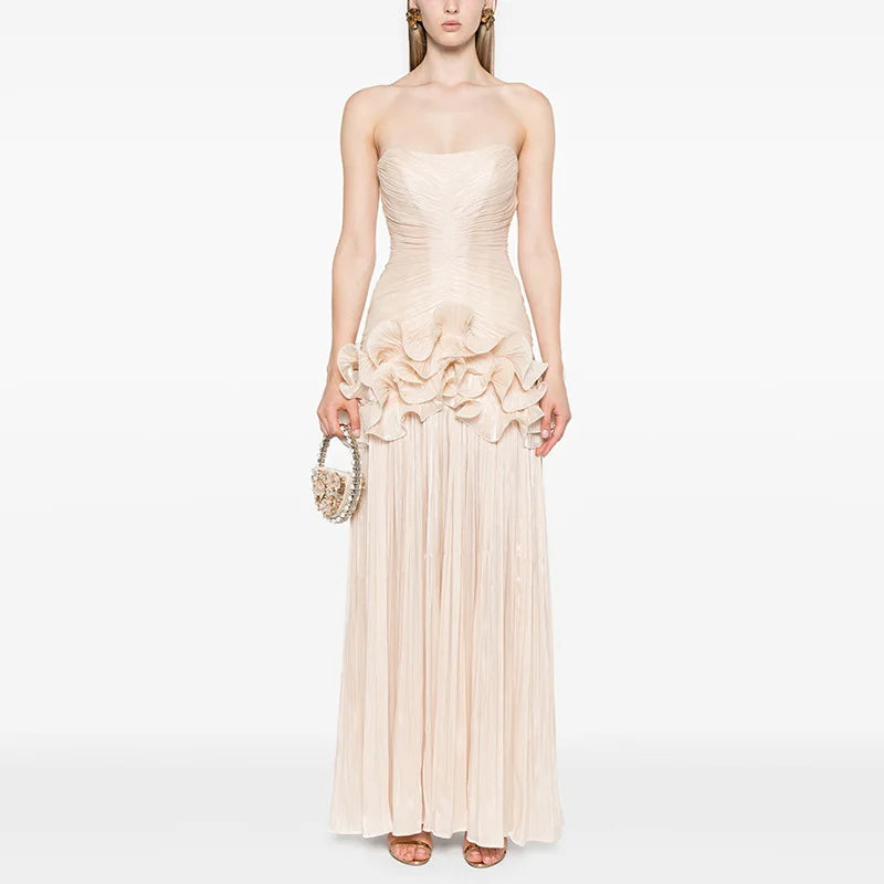Flounce Wrinkle Wrapped Chest Dress
