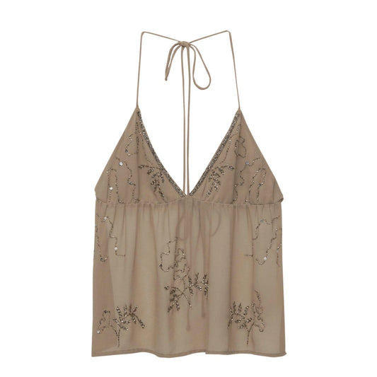 Shiny Embroidery Top