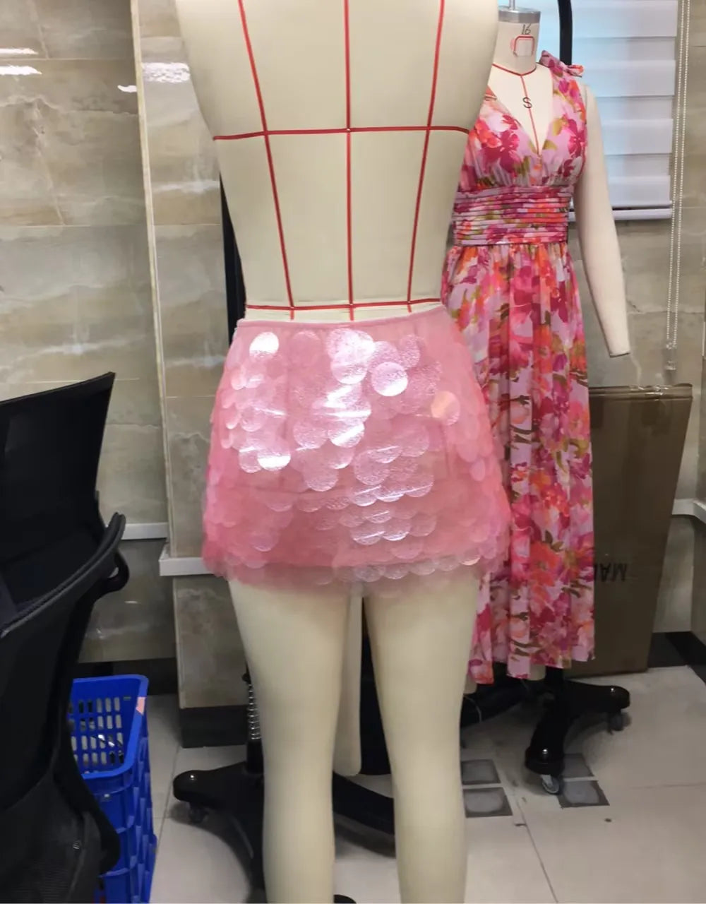 Sequined Layered Mermaid Mini Skirt
