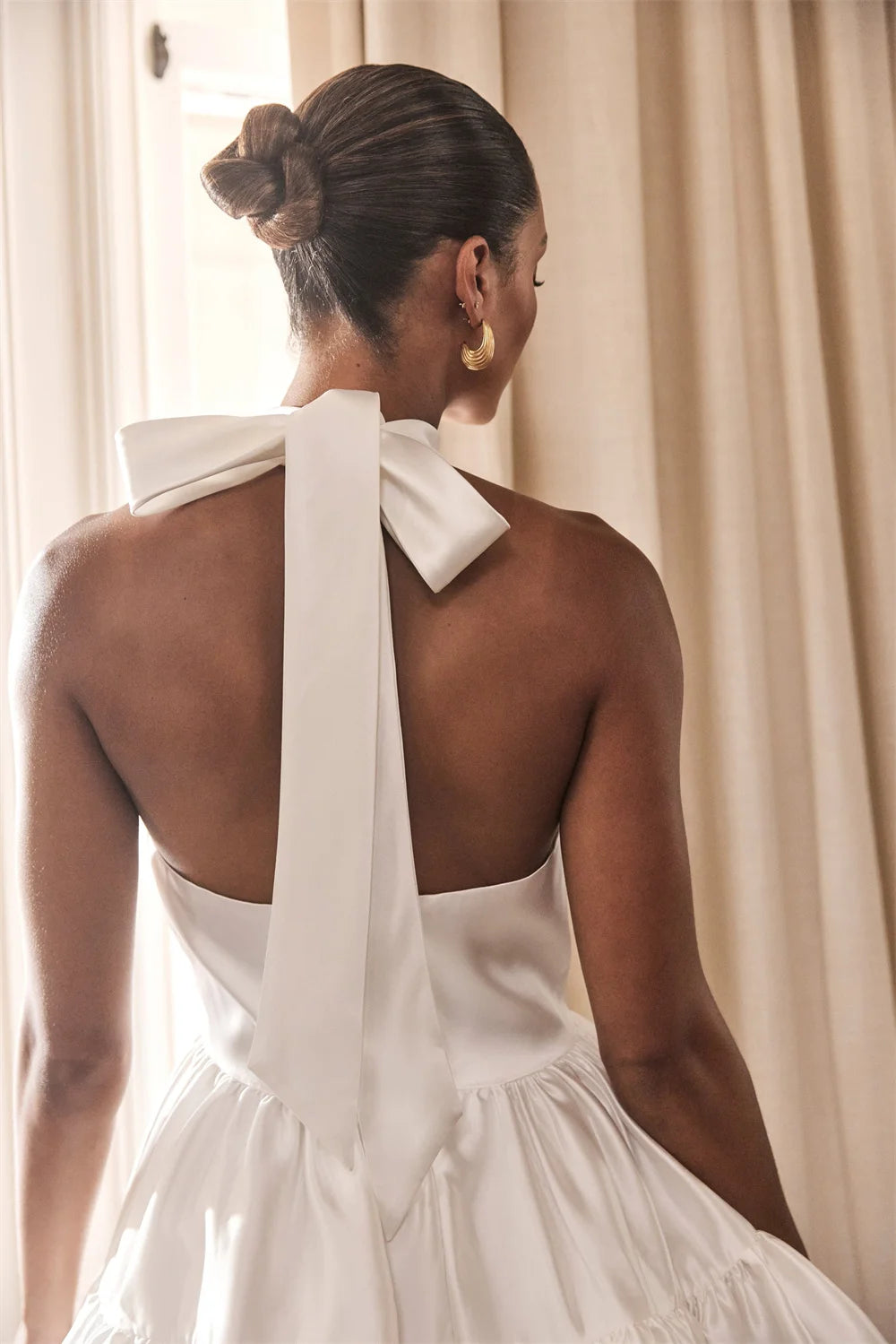 White Halter Neck Mini Dress